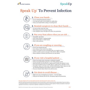 Speak Up to Prevent Infection Posters, English version