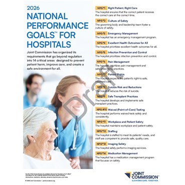 2026 National Performance Goals for Hospitals posters, large size &#40;10-pack&#41;