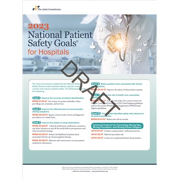 2023 National Patient Safety Goals for Hospitals posters, large size